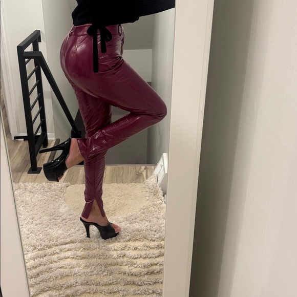 Fashionova Black AND Burgundy Vinyl Pants with soft interior (sweat proof) +more - Picture 2 of 16